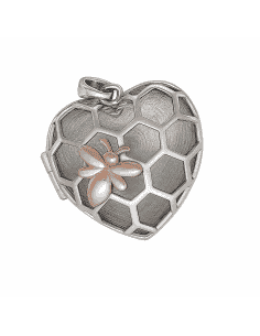 Colgante para Mujer Dije Corazón de Plata de Ley con Flor y Espacio para Foto - Plata 925