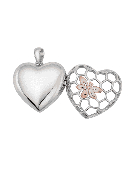 Colgante para Mujer Dije Corazón con Flor y Espacio para Foto - Plata de ley