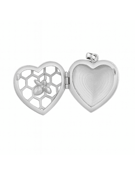 Colgante para Mujer Dije Corazón con Flor y Espacio para Foto - Plata de ley