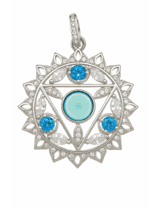 Colgante de plata circonitas Blancas y de color Agua marina - Plata 925