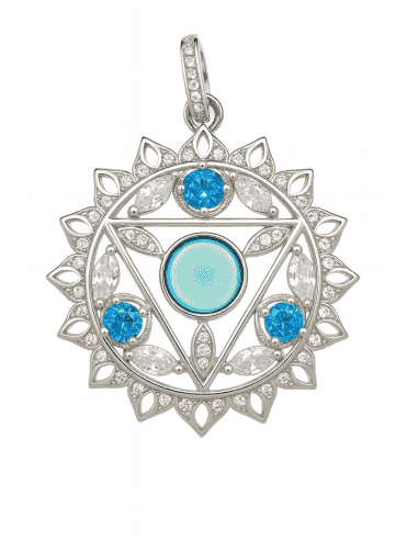 Colgante de plata circonitas Blancas y de color Agua marina - Plata 925