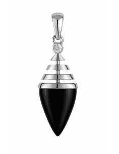 Colgante para Mujer de Plata de Ley con Piedra Negra y Circonitas - Plata 925