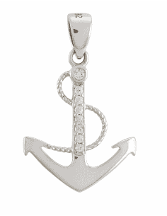 Colgante para Mujer de Plata en Forma de Ancla con Circonitas - Plata 925