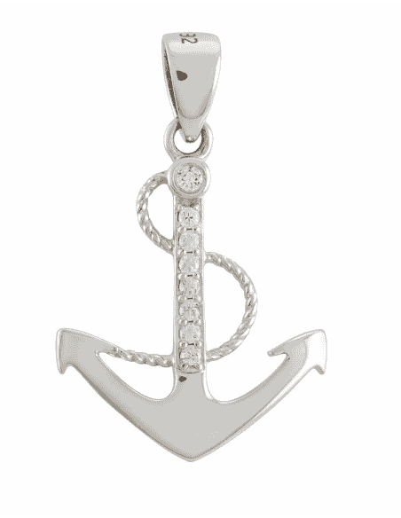 Colgante para Mujer de Plata en Forma de Ancla con Circonitas - Plata 925