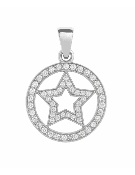 Colgante para Mujer de Plata con Forma de Estrella y Circonitas - Plata 925
