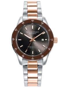 Reloj para Mujer Ceramic y Acero Bicolor con Bisel Marrón y Calendario - Viceroy 401246-17