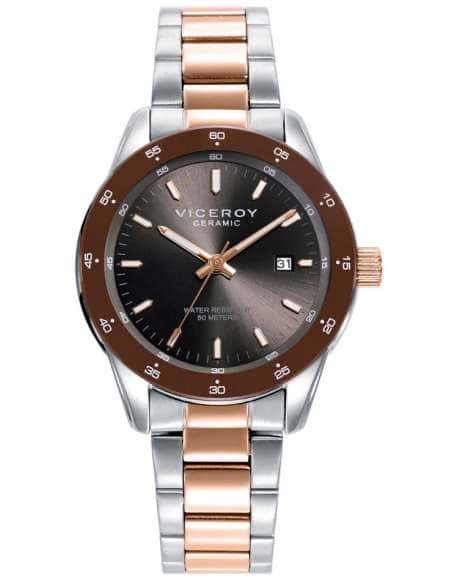 Reloj para Mujer Ceramic y Acero Bicolor con Bisel Marrón y Calendario - Viceroy 401246-17
