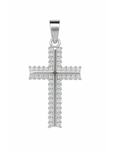 Colgante Cruz  en plata con circonitas Brillantes - Plata 925