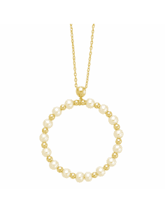 Collar para Mujer Plata Chapada en Oro con Círculo de Perlas de Agua Dulce y Cuentas - Salvatore 164C0041