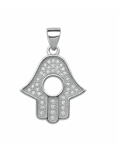 Colgante para Mujer Mano de Fátima en Plata de Ley con Circonitas - Plata 925