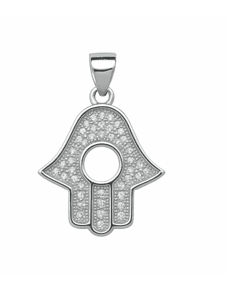 Colgante para Mujer Mano de Fátima en Plata de Ley con Circonitas - Plata 925