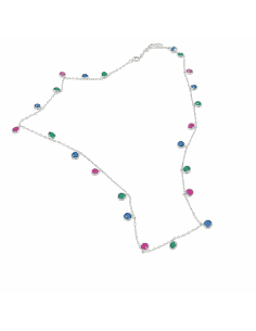 Collar para Mujer con Circonitas de Colores - Plata de ley