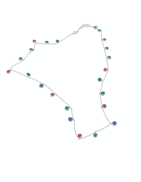 Collar para Mujer con Circonitas de Colores - Plata de ley