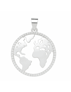 Colgante para Mujer Mundo de Plata con Circonitas - Plata 925