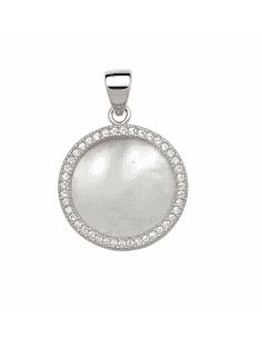 Colgante para Mujer de Plata con Nácar Blanco y Circonitas - Plata 925
