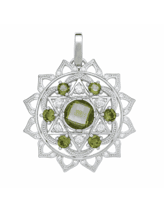 Colgante para Mujer Mandala en Plata de Ley con Circonitas Blancas y Verdes - Plata 925