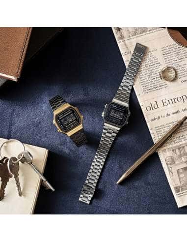 Reloj Unisex Colección Vintage dorado negro - Casio A168WEGB-1BEF