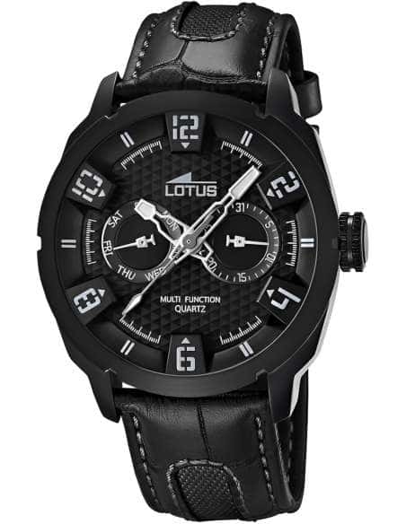 Reloj para Hombre Multifunción de Acero Negro con Correa de Piel - Lotus 15788/4 - Lotus 15788/4