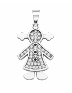 Colgante para Mujer plata de ley con forma de niña con circonitas - Plata 925