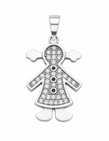 Colgante para Mujer plata de ley con forma de niña con circonitas - Plata 925