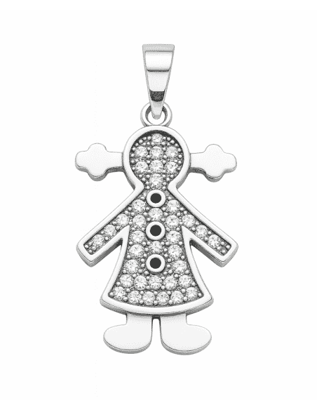 Colgante para Mujer plata de ley con forma de niña con circonitas - Plata 925