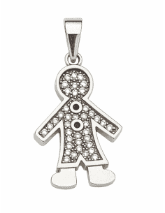 Colgante para Mujer plata de ley con forma de niño con circonitas - Plata 925