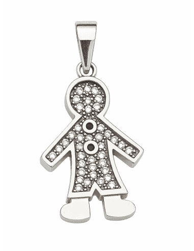 Colgante para Mujer plata de ley con forma de niño con circonitas - Plata 925