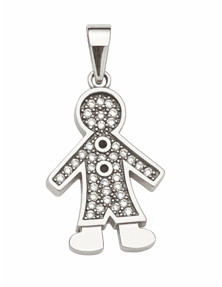 Colgante para Mujer plata de ley con forma de niño con circonitas - Plata 925