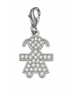 Colgante para Mujer avalorio de plata con forma de niña con circonitas - Plata 925