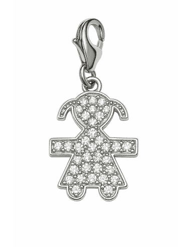 Colgante para Mujer avalorio de plata con forma de niña con circonitas - Plata 925