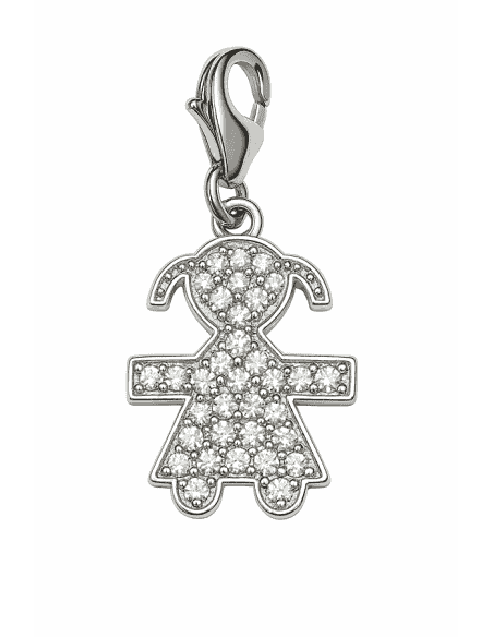 Colgante para Mujer avalorio de plata con forma de niña con circonitas - Plata 925