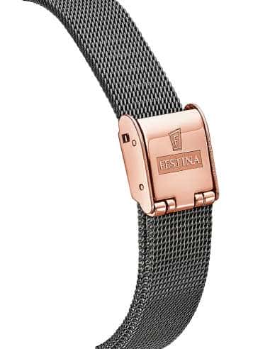 Reloj para Mujer Malla Negra con Caja Rosé y Esfera Nácar Negra - Festina F20717/2