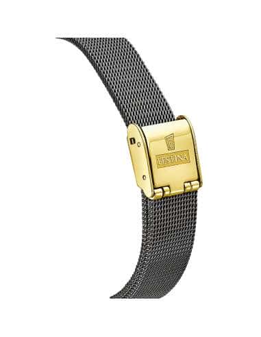 Reloj para Mujer Caja Dorada con Malla Negra y Esfera Blanca - Festina F20714/1