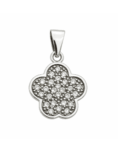 Colgante para Mujer plata de ley en forma de flor con circonitas - Plata 925