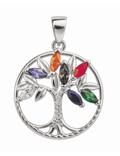 Colgante para Mujer plata de ley Árbol de la vida circonitas de colores - Plata 925