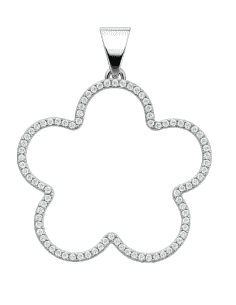 Colgante para Mujer  Flor Silueta con Circonitas en Plata de Ley - Plata 925