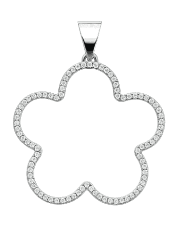 Colgante para Mujer  Flor Silueta con Circonitas en Plata de Ley - Plata 925