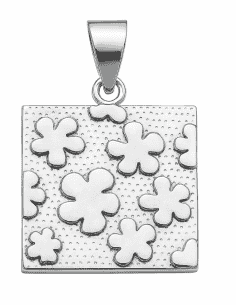 Colgante para Mujer de plata con forma cuadrada con grabado de Floral - Plata 925