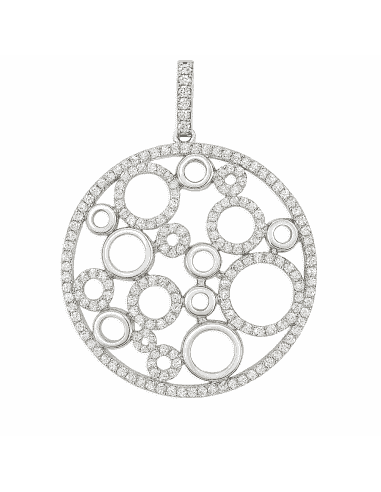 Colgante para Mujer de Plata con Círculos de Circonitas y Detalles Lisos - Plata 925