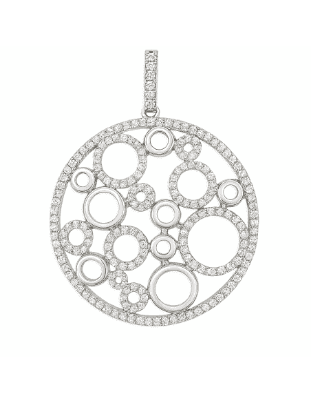 Colgante para Mujer de Plata con Círculos de Circonitas y Detalles Lisos - Plata 925