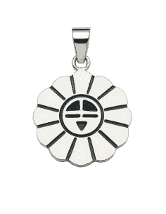 Colgante para Mujer de Plata Flor con Cara Sonriente - Plata 925