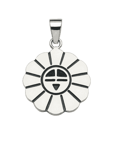 Colgante para Mujer de Plata Flor con Cara Sonriente - Plata 925