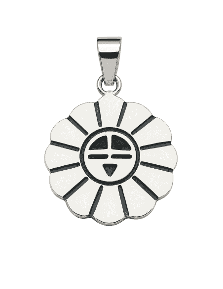 Colgante para Mujer de Plata Flor con Cara Sonriente - Plata 925