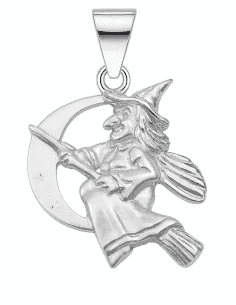Colgante para Mujer de Plata Bruja con escoba y luna - Plata 925