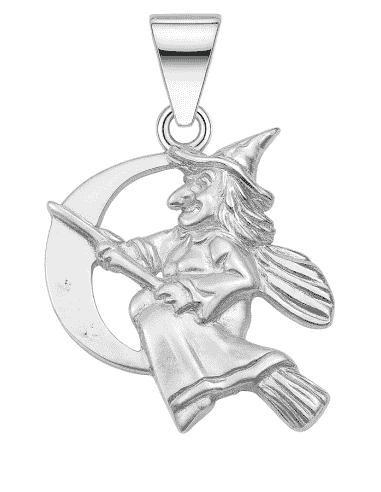 Colgante para Mujer de Plata Bruja con escoba y luna - Plata 925