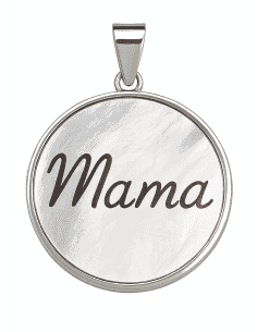 Colgante para Mujer de Plata con Nácar Blanco y Grabado “Mamá”