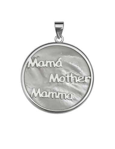 Colgante para Mujer de plata con nácar blanco “Mamá, Mother, Mamma” - Plata 925