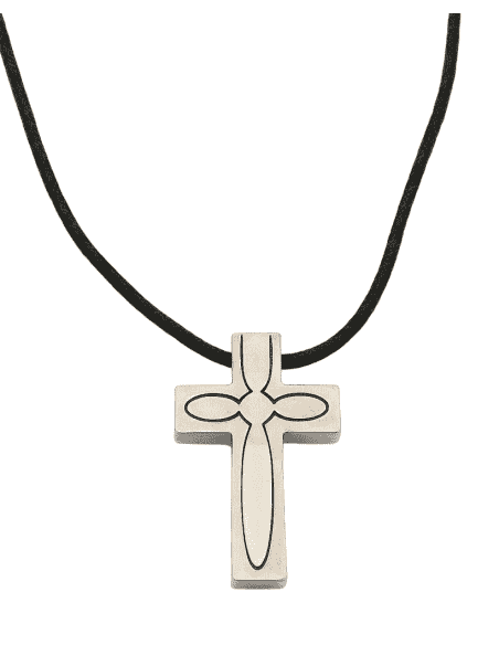 Collar para Hombre Cruz de Acero y chapita de oro 18k