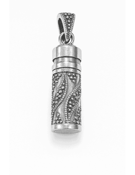 Colgante Unisex de plata envejecida Guarda secreto Cilíndrico con Grabado - Plata 925