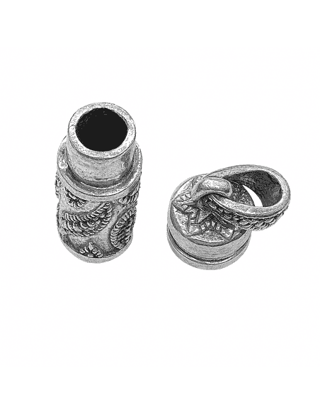 Colgante Unisex de plata envejecida Guarda secreto Cilíndrico con Grabado - Plata de ley